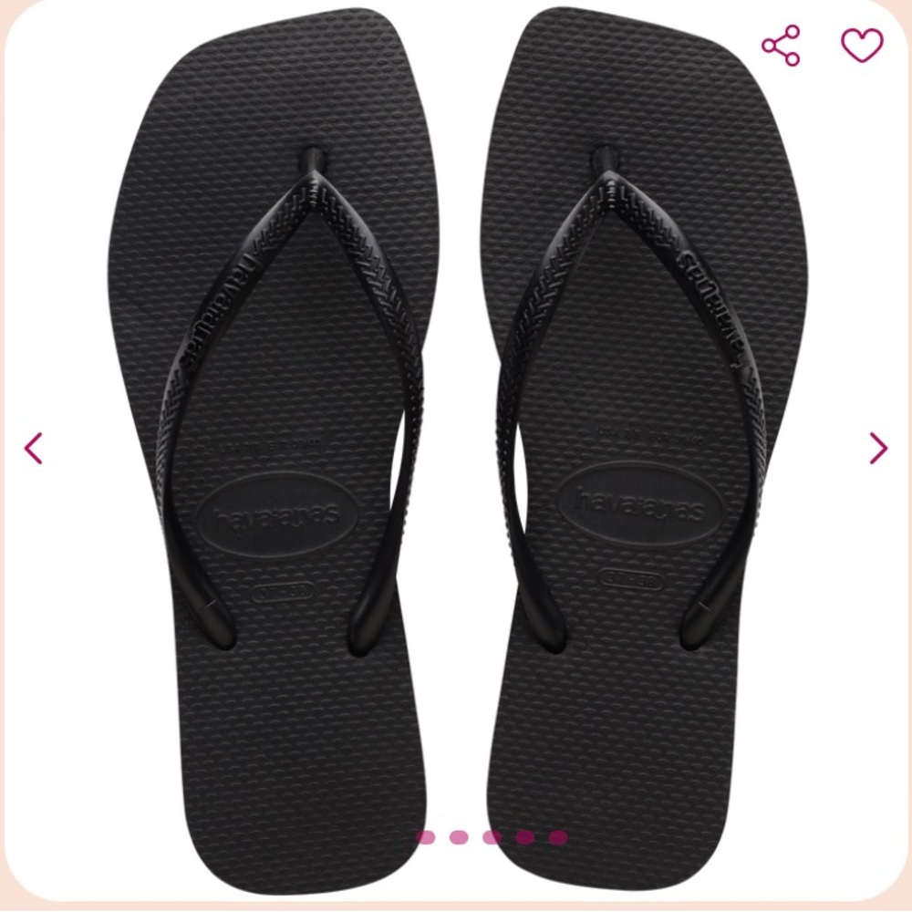 NWT Black Havaianas Slim Square Toe Flip Flops - Size 11/12
